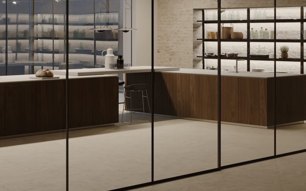 Cucina in legno naturale M1 a effetto sospeso